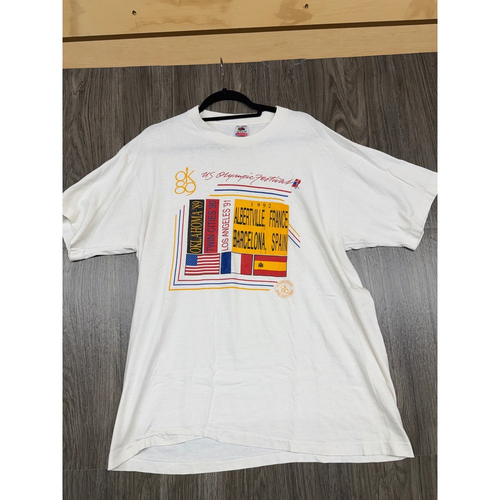 Fruit of the Loom T-Shirt Mens XL White US Olympic Festival Vintage 90s USA Made
